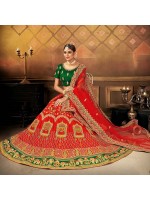 Marvellous Red And Green Designer Lehenga Choli